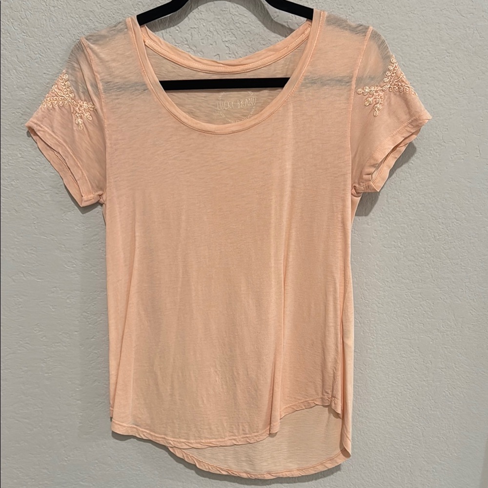 Lucky Brand Women's Peach Short Sleeve Top